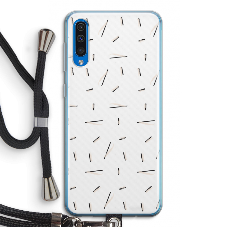 Hipster stripes: Samsung Galaxy A50 Transparant Hoesje met koord