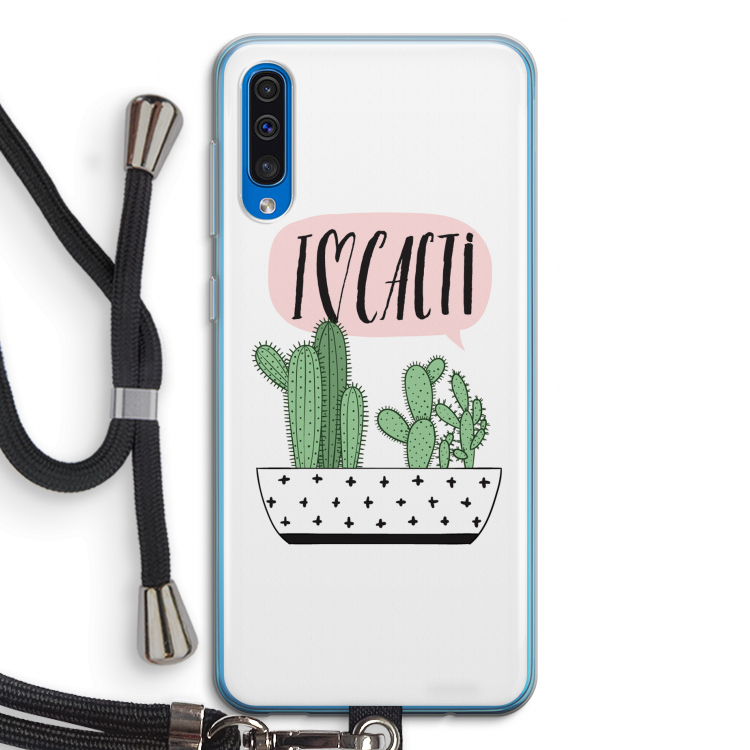 I love cacti: Samsung Galaxy A50 Transparant Hoesje met koord