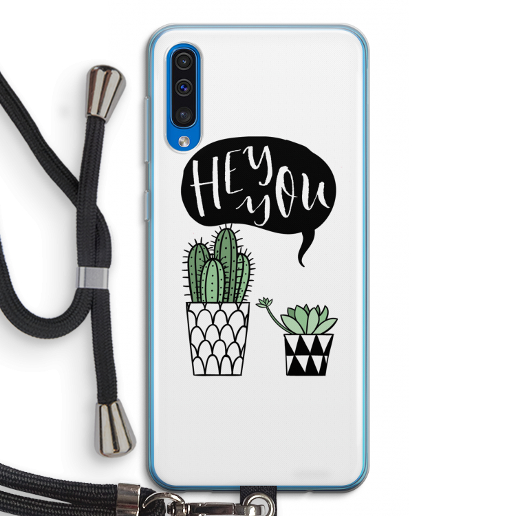 Hey you cactus: Samsung Galaxy A50 Transparant Hoesje met koord