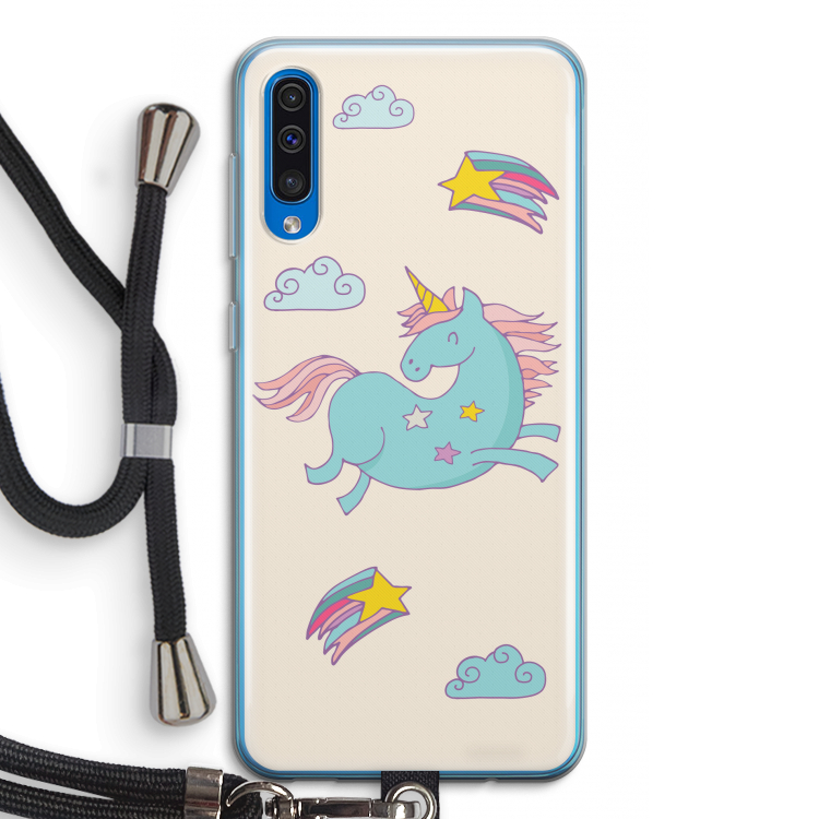 Vliegende eenhoorn: Samsung Galaxy A50 Transparant Hoesje met koord