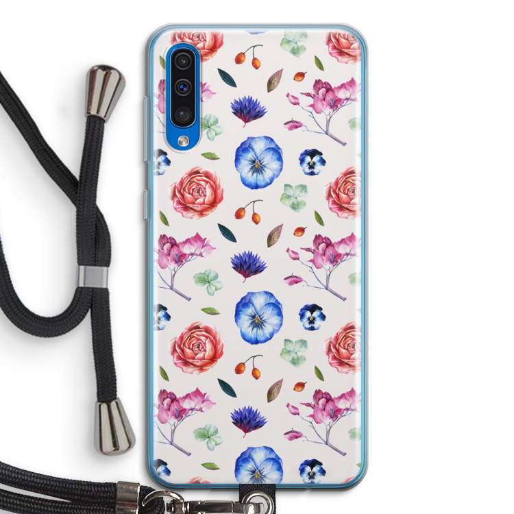 Bloemetjes: Samsung Galaxy A50 Transparant Hoesje met koord