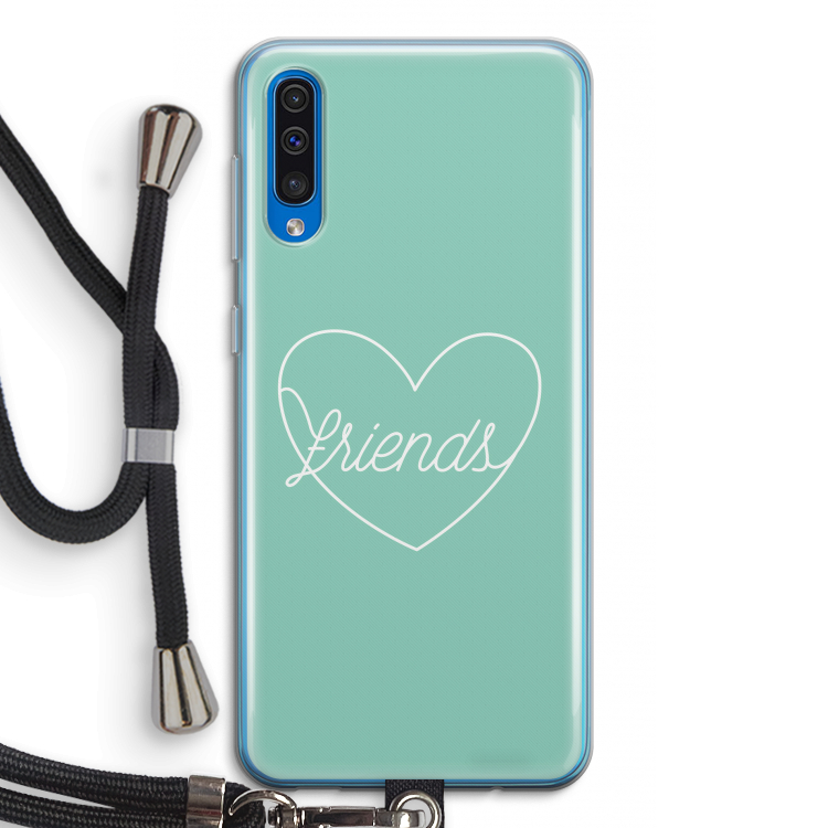 Friends heart pastel: Samsung Galaxy A50 Transparant Hoesje met koord