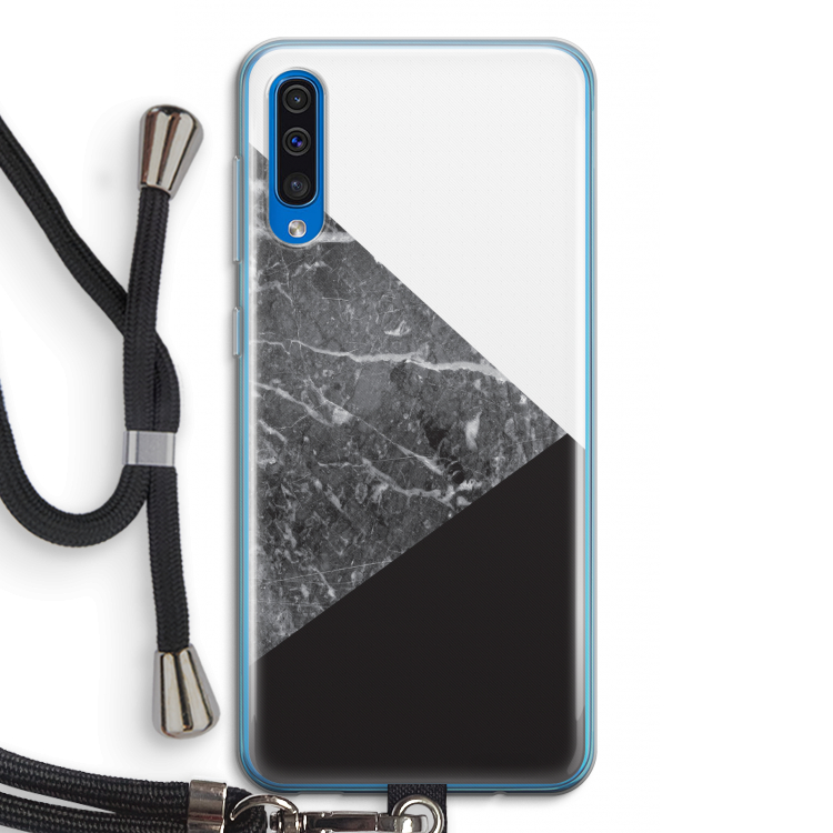 Combinatie marmer: Samsung Galaxy A50 Transparant Hoesje met koord