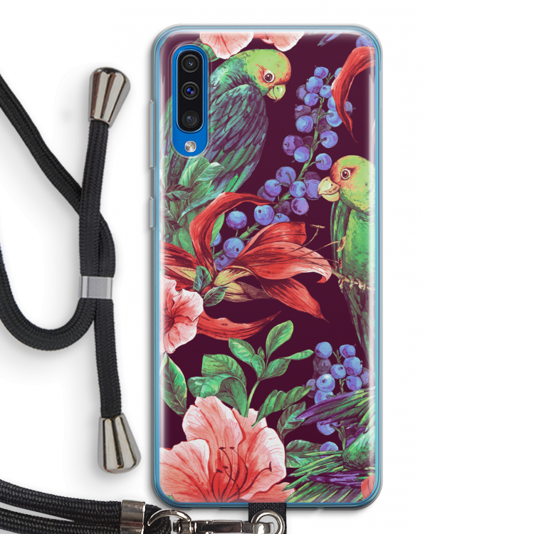 Papegaaien: Samsung Galaxy A50 Transparant Hoesje met koord