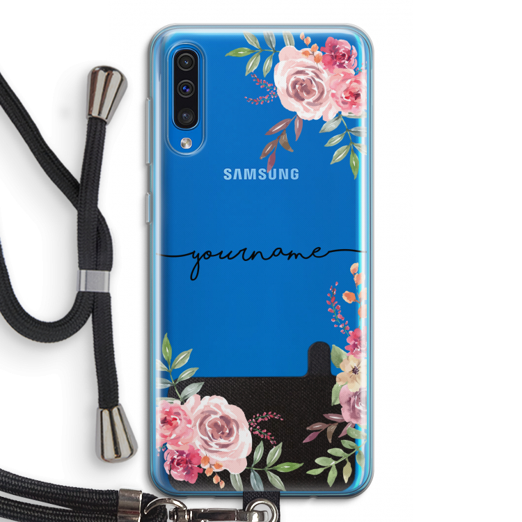 Rozen: Samsung Galaxy A50 Transparant Hoesje met koord