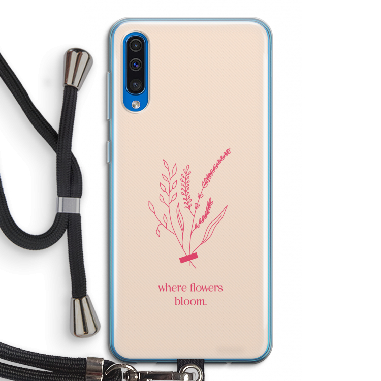 Where flowers bloom: Samsung Galaxy A50 Transparant Hoesje met koord