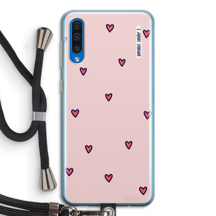 Hartjes: Samsung Galaxy A50 Transparant Hoesje met koord