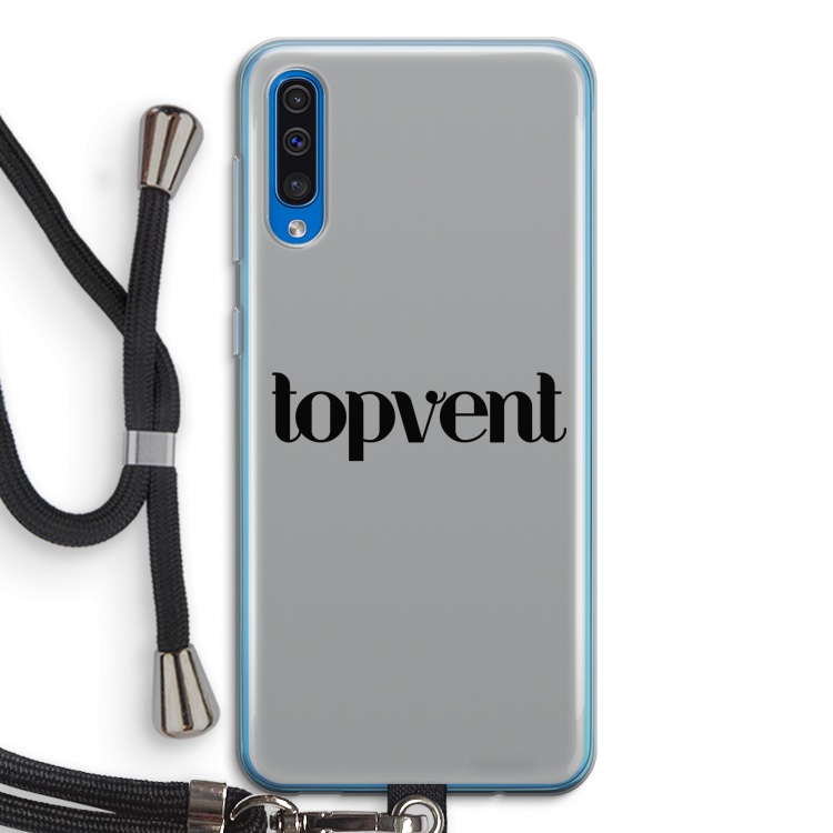 Topvent Grijs Zwart: Samsung Galaxy A50 Transparant Hoesje met koord