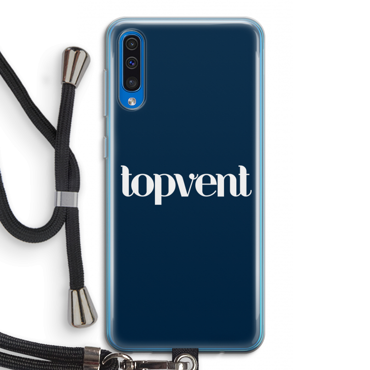 Topvent Navy: Samsung Galaxy A50 Transparant Hoesje met koord
