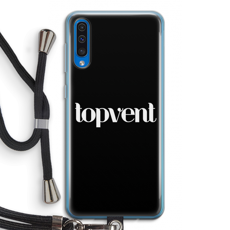 Topvent Zwart: Samsung Galaxy A50 Transparant Hoesje met koord