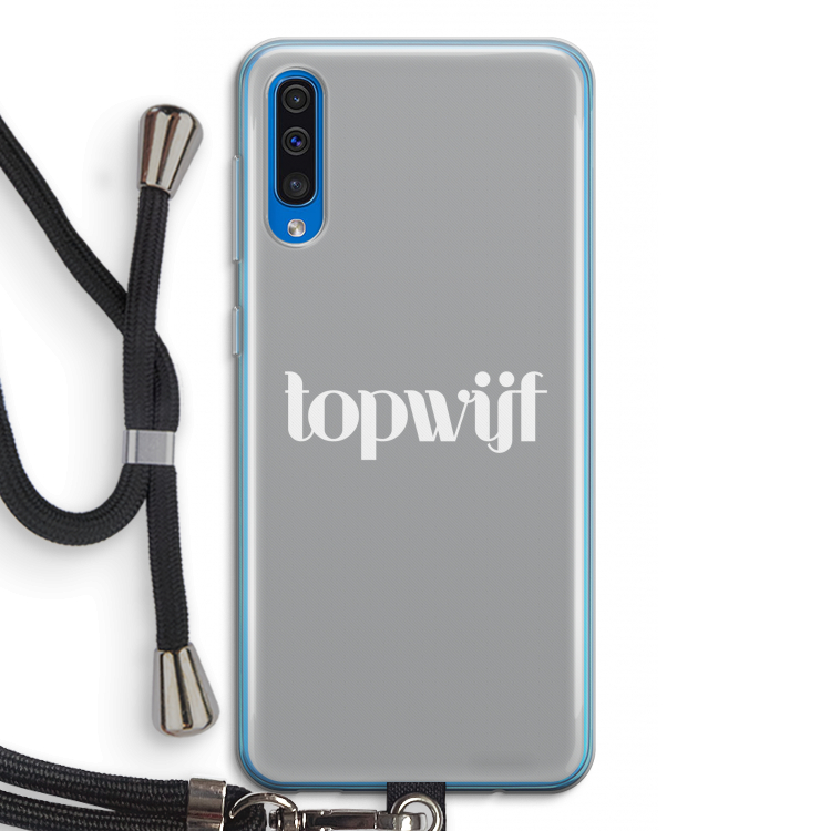 Topwijf Grijs Wit: Samsung Galaxy A50 Transparant Hoesje met koord
