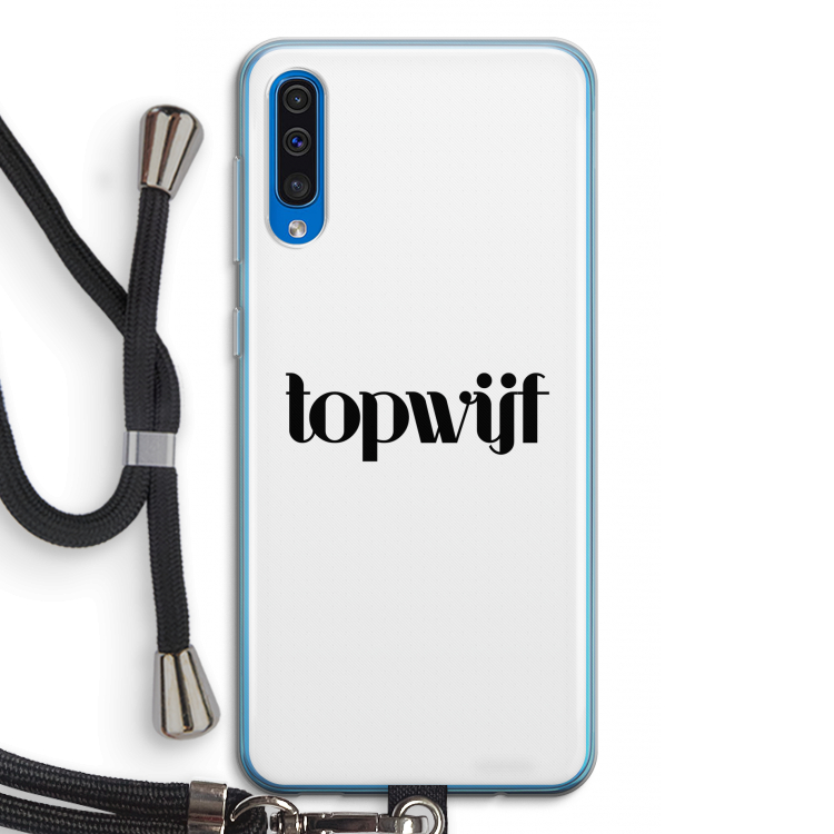 Topwijf Wit: Samsung Galaxy A50 Transparant Hoesje met koord
