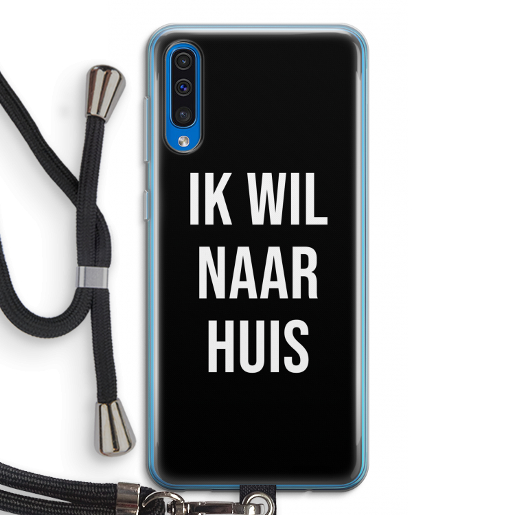 Ik wil naar huis - Zwart: Samsung Galaxy A50 Transparant Hoesje met koord