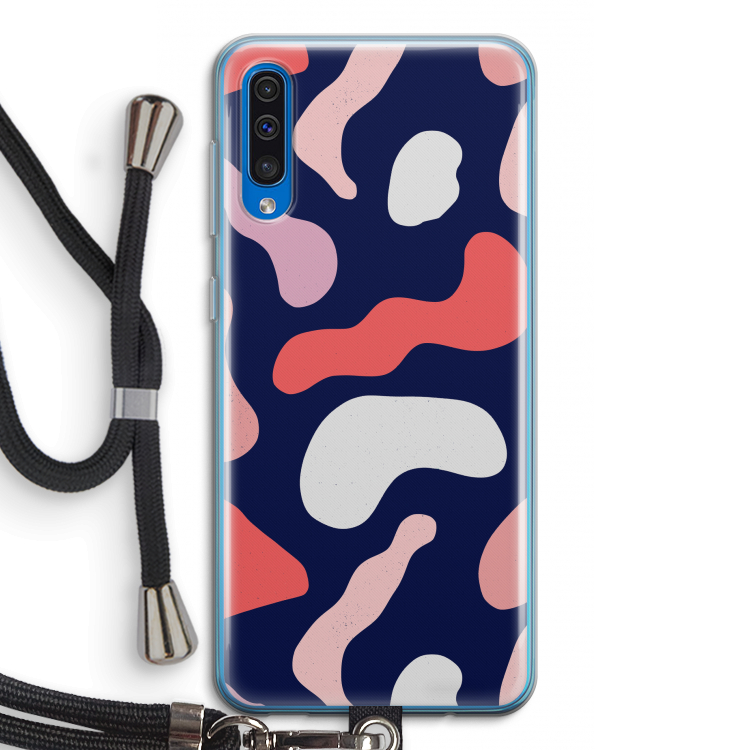 Memphis Shapes Pink: Samsung Galaxy A50 Transparant Hoesje met koord