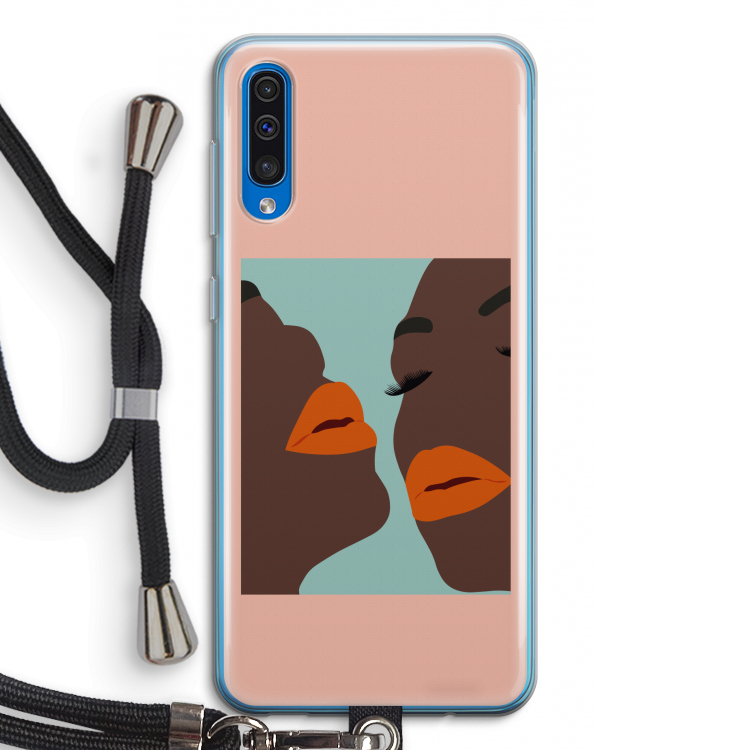 Orange lips: Samsung Galaxy A50 Transparant Hoesje met koord