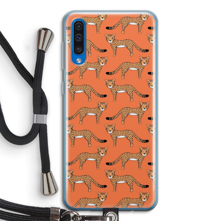 Cheetah: Samsung Galaxy A50 Transparant Hoesje met koord