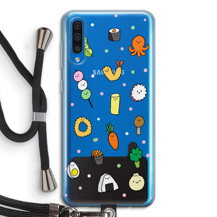Happy bento friends: Samsung Galaxy A50 Transparant Hoesje met koord