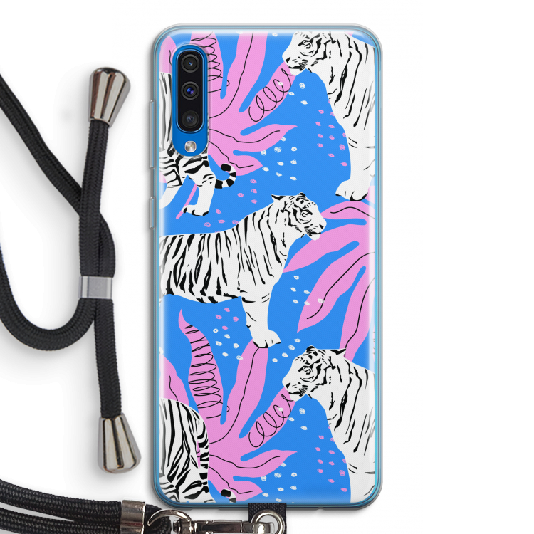 Tijger: Samsung Galaxy A50 Transparant Hoesje met koord