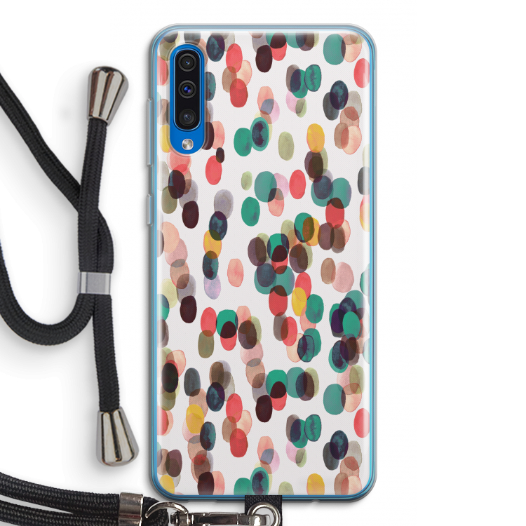 Tropical Dots: Samsung Galaxy A50 Transparant Hoesje met koord