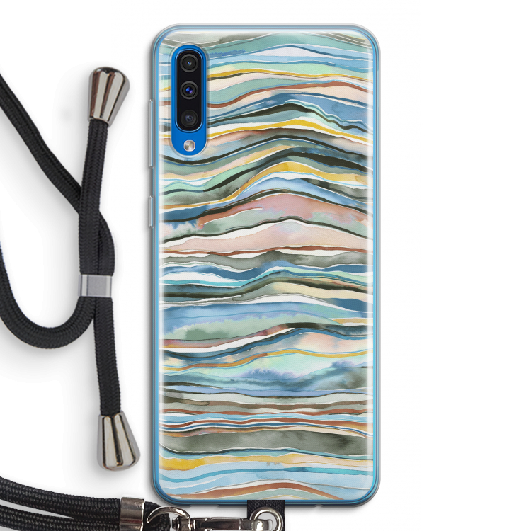 Watercolor Agate: Samsung Galaxy A50 Transparant Hoesje met koord