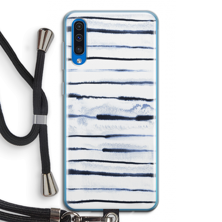 Ink Stripes: Samsung Galaxy A50 Transparant Hoesje met koord