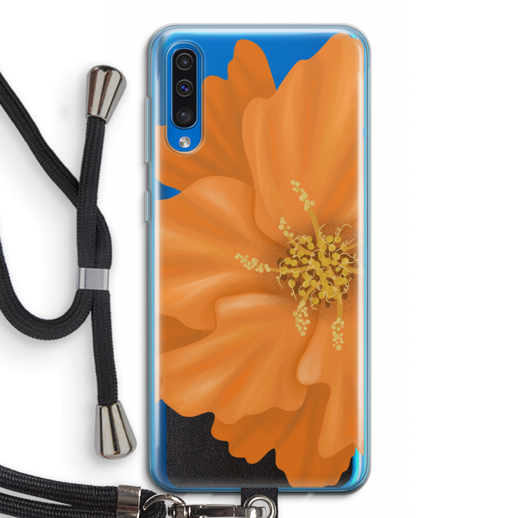 Orange Ellila flower: Samsung Galaxy A50 Transparant Hoesje met koord