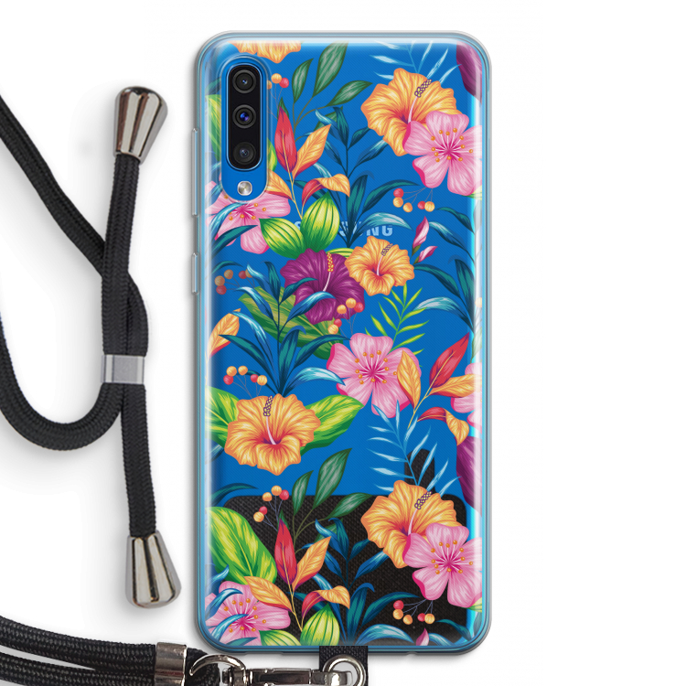 Tropisch 2: Samsung Galaxy A50 Transparant Hoesje met koord