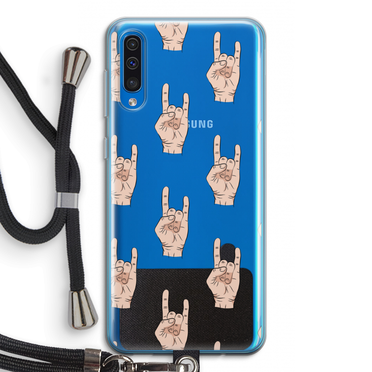 Rock: Samsung Galaxy A50 Transparant Hoesje met koord