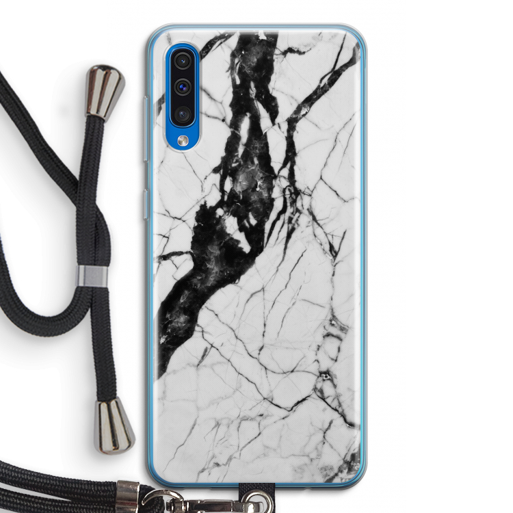 Witte marmer 2: Samsung Galaxy A50 Transparant Hoesje met koord