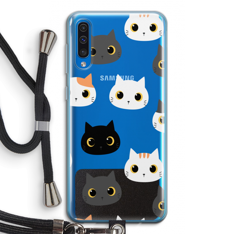 Katten: Samsung Galaxy A50 Transparant Hoesje met koord