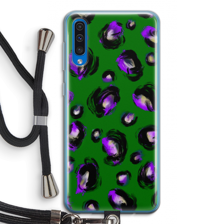 Green Cheetah: Samsung Galaxy A50 Transparant Hoesje met koord