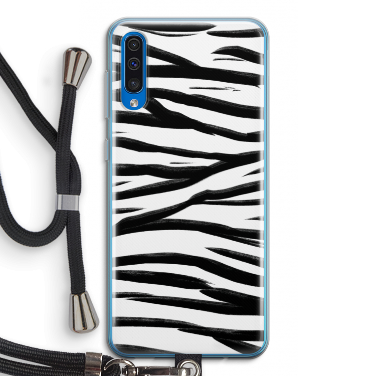 Zebra pattern: Samsung Galaxy A50 Transparant Hoesje met koord