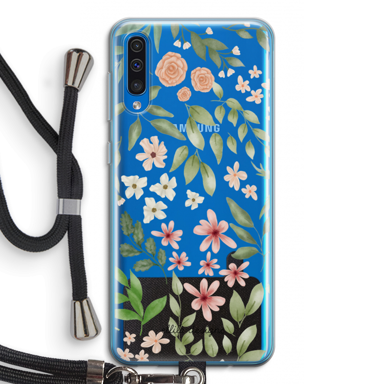Botanical sweet flower heaven: Samsung Galaxy A50 Transparant Hoesje met koord