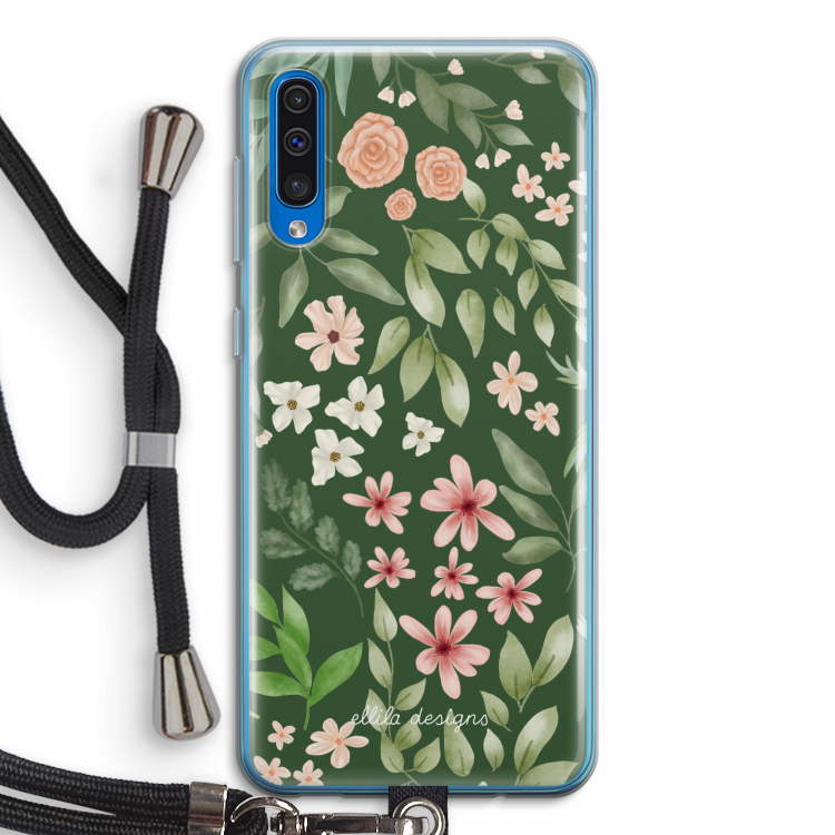 Botanical green sweet flower heaven: Samsung Galaxy A50 Transparant Hoesje met koord