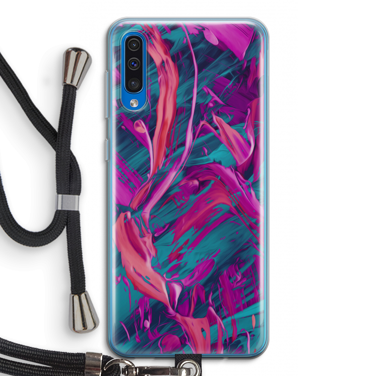 Pink Clouds: Samsung Galaxy A50 Transparant Hoesje met koord