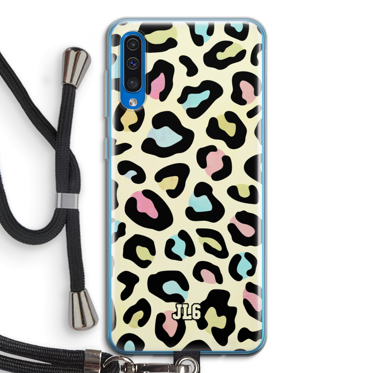 Leopard pattern: Samsung Galaxy A50 Transparant Hoesje met koord