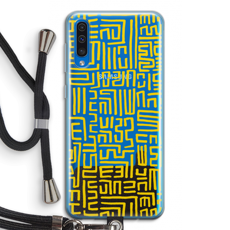 Majorelle Blue Print: Samsung Galaxy A50 Transparant Hoesje met koord