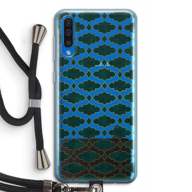 Moroccan tiles: Samsung Galaxy A50 Transparant Hoesje met koord