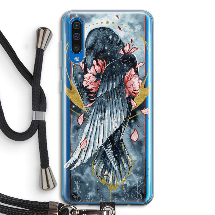 Golden Raven: Samsung Galaxy A50 Transparant Hoesje met koord