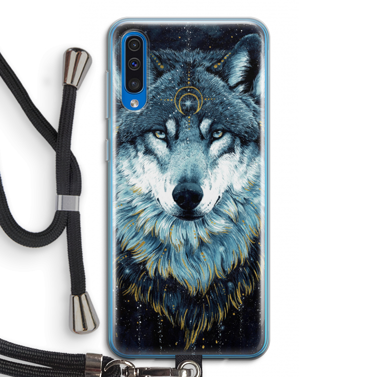 Darkness Wolf: Samsung Galaxy A50 Transparant Hoesje met koord