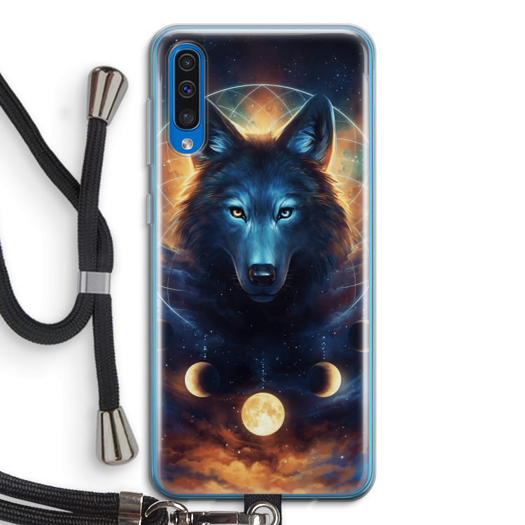 Wolf Dreamcatcher: Samsung Galaxy A50 Transparant Hoesje met koord