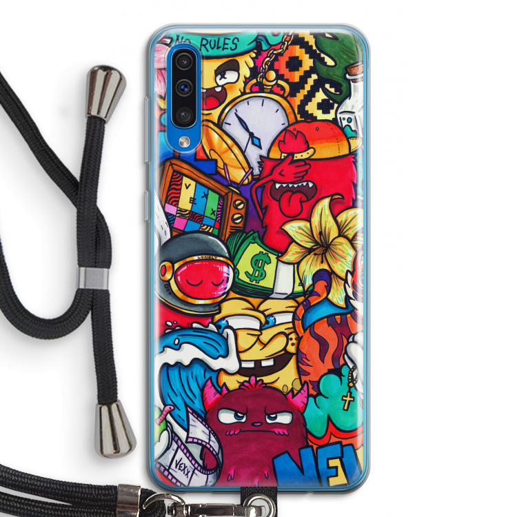 No Rules: Samsung Galaxy A50 Transparant Hoesje met koord