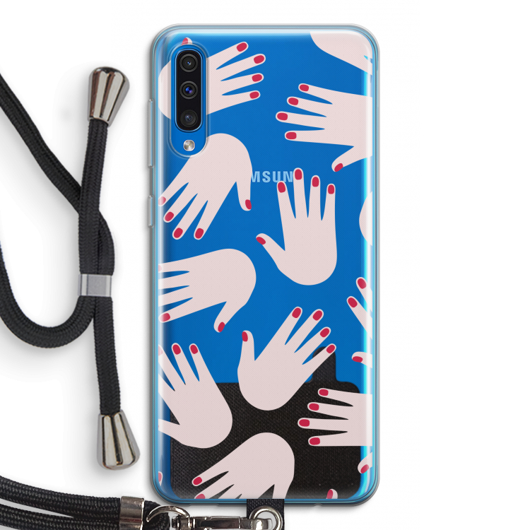 Hands pink: Samsung Galaxy A50 Transparant Hoesje met koord