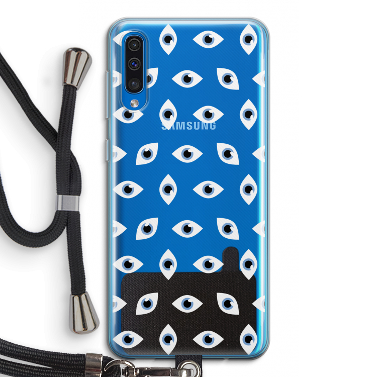 Eyes pattern: Samsung Galaxy A50 Transparant Hoesje met koord