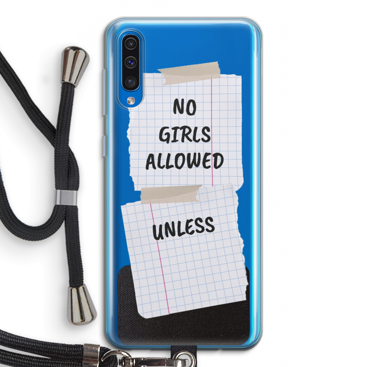 No Girls Allowed Unless: Samsung Galaxy A50 Transparant Hoesje met koord
