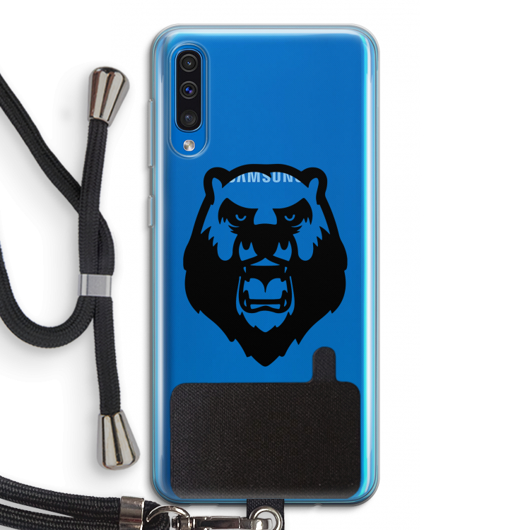 Angry Bear (black): Samsung Galaxy A50 Transparant Hoesje met koord