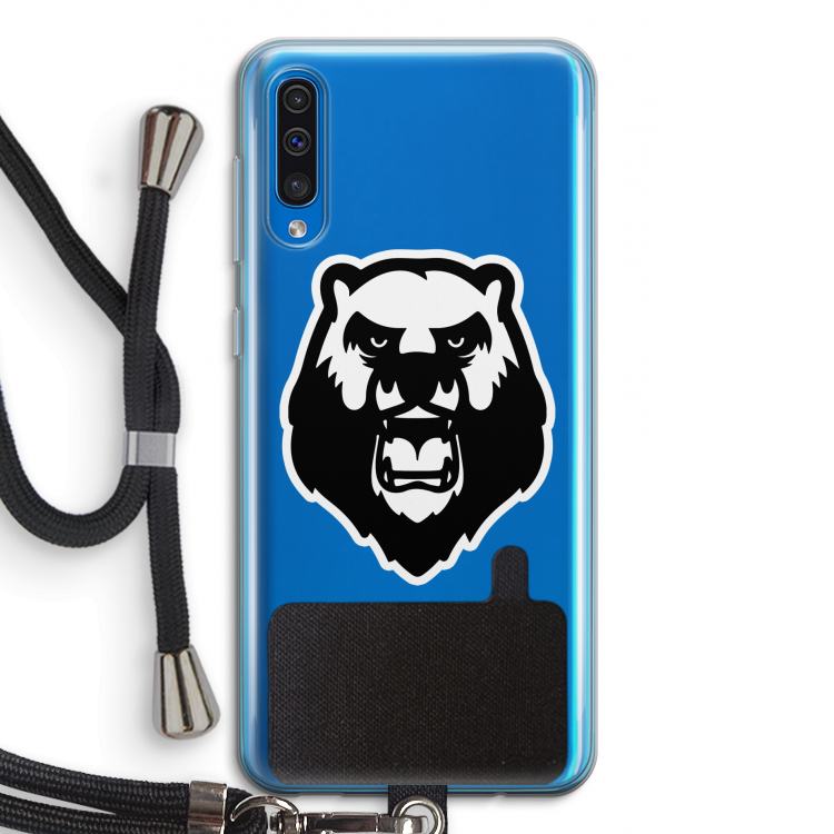 Angry Bear (white): Samsung Galaxy A50 Transparant Hoesje met koord