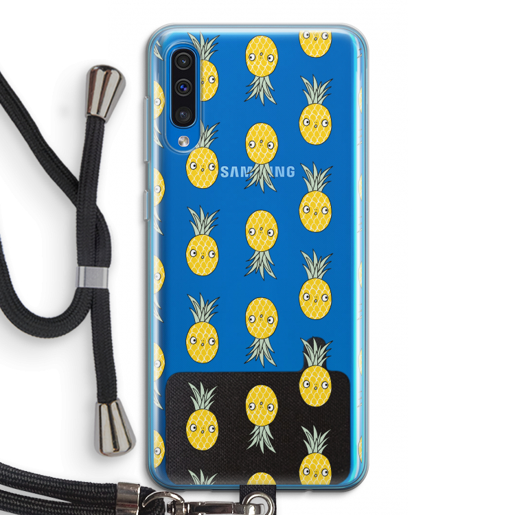 Ananas: Samsung Galaxy A50 Transparant Hoesje met koord