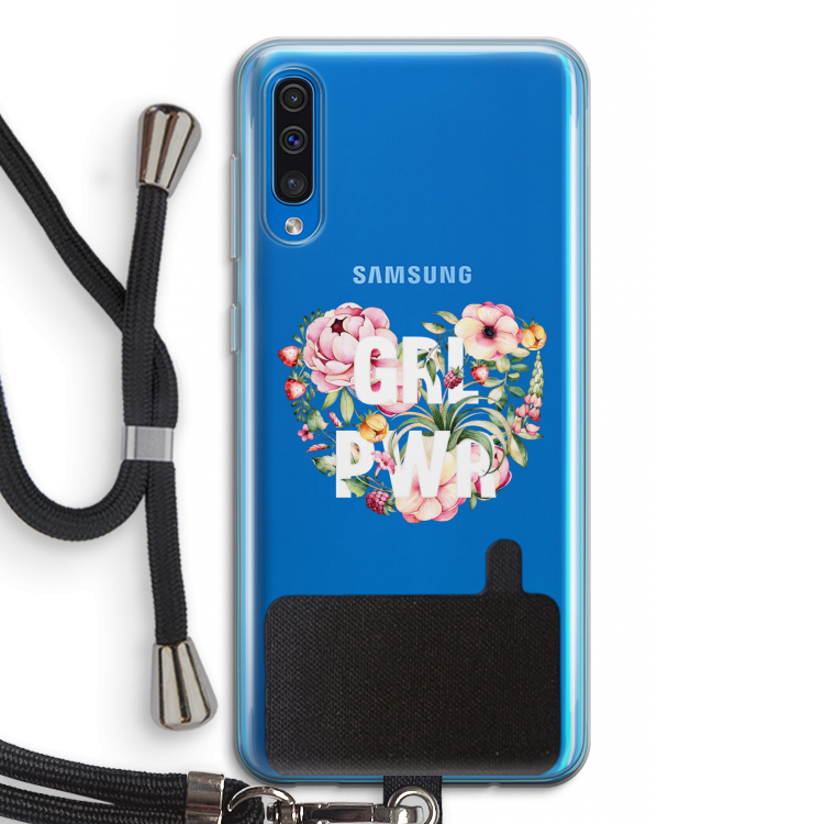 GRL PWR Flower: Samsung Galaxy A50 Transparant Hoesje met koord