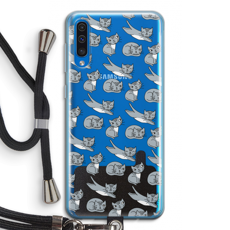 Poezen: Samsung Galaxy A50 Transparant Hoesje met koord